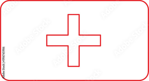 Red Cross Symbol on White Background.