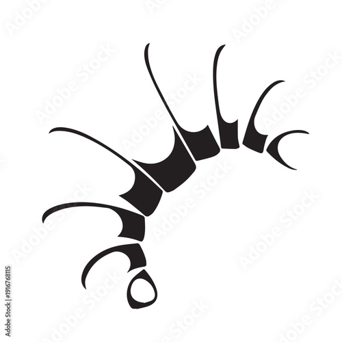Abstract Spiral Tentacle Ornament: Bold Black Silhouette Design for Graphic Art.