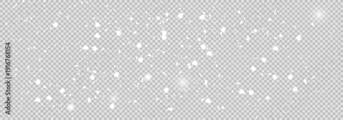 White snowflakes on a transparent background. Snow flakes, snow background. Heavy snowfall, snowflakes in different shapes and forms.