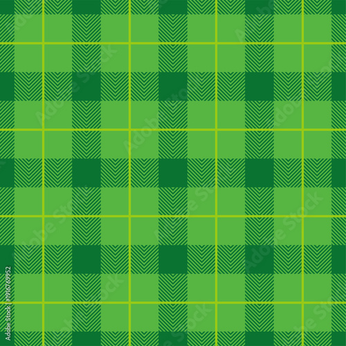 Happy saint Patrick's day. Gingham check plaid pattern in colorful green. Seamless gingham check vector for  fabric, wrapping, wallpaper. Decorative print.