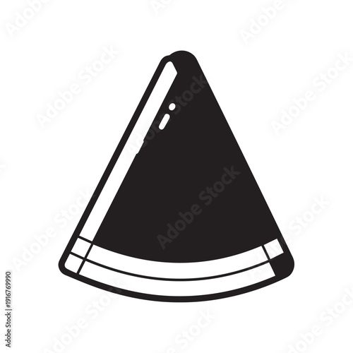 Stylized black triangle wedge icon with white accents, minimal geometric vector illustration.