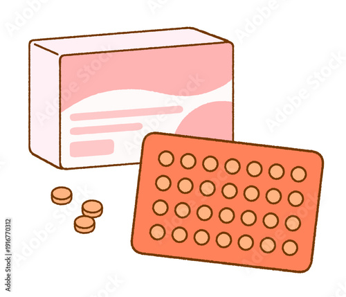 シンプルでやさしい低用量ピルのイラスト｜性教育・健康