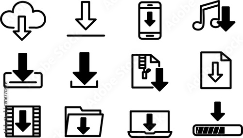 Download Line Icons Set – Minimal Outline Vector Collection for UI, Web and App Design