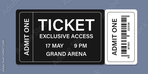 Realistic ticket admit for festivals, event, theater, concert, play.
