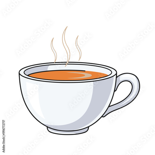 Vector icon image of a cup of hot drink in a mug. Created with a slight smoke effect coming out of the top.