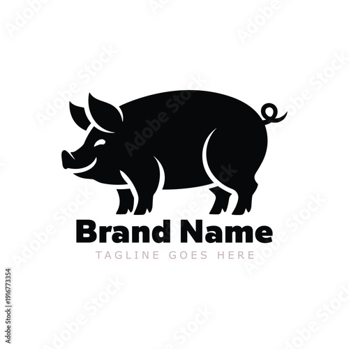 Pig farm logo representing livestock farming, agriculture business, meat production and rural brand identity design
