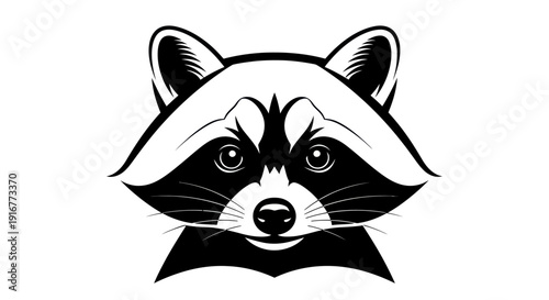 Black and white raccoon illustration vector graphic for design projects