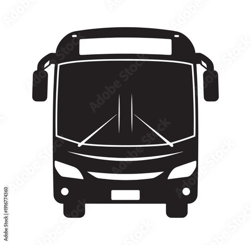 Front view of a bus silhouette on white background