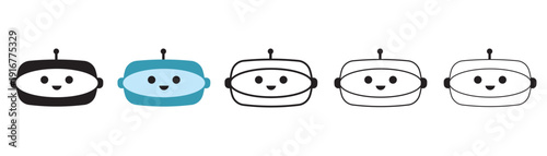 Robot icons collection. Minimal Robot Icon Set Simple Line Outline Vector. Friendly robotic head icon robot symbol vector illustration.