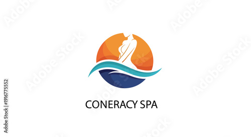 Coneracy Spa Logo with Abstract Human Figure and Waves.