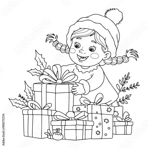 sweet girl Coloring
Pages with Black and white
vector illustration