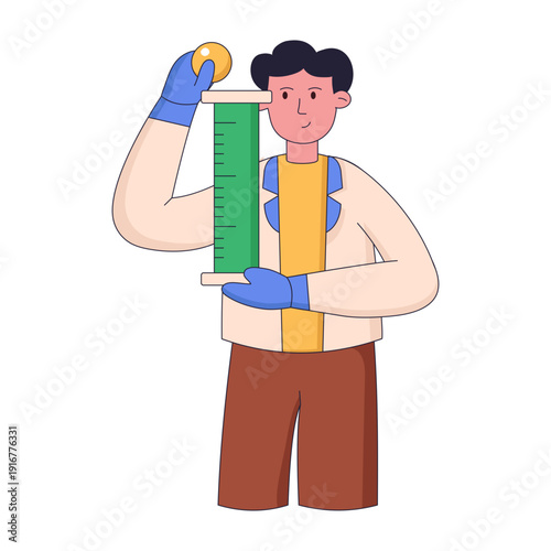 Flat illustration depicting a person doing lab testing