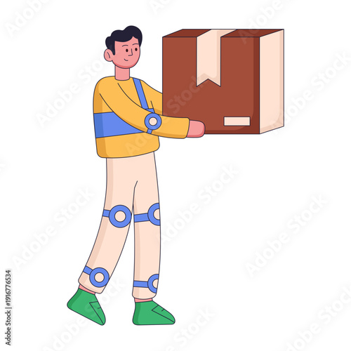 A flat style illustration of an exoskeleton suit