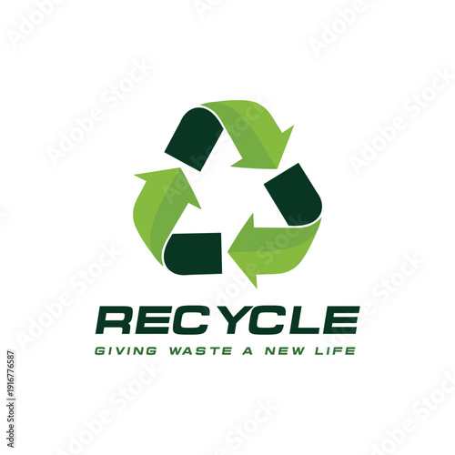 Recycle logo representing sustainability, waste management, eco friendly lifestyle and environmental protection brand identity design
