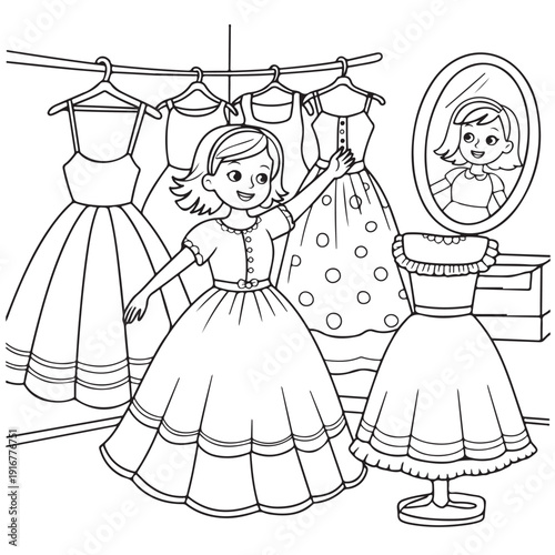 sweet girl Coloring
Pages with Black and white
vector illustration