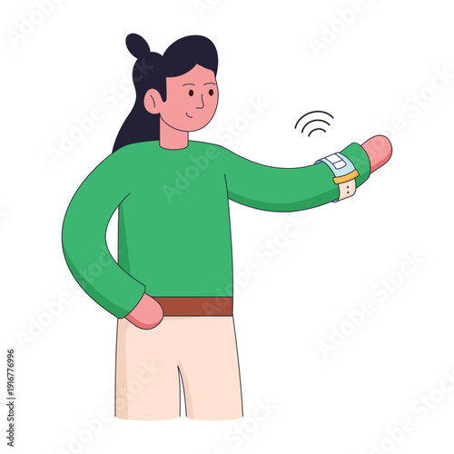 A flat style illustration of smart wristband