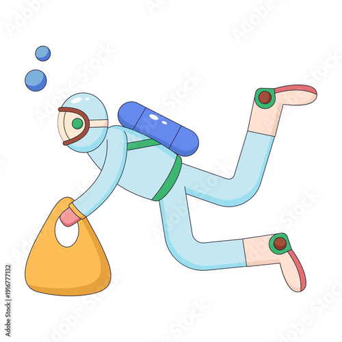 A flat style illustration showing ocean cleaning