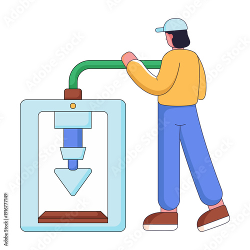 A flat style illustration representing 3d printing