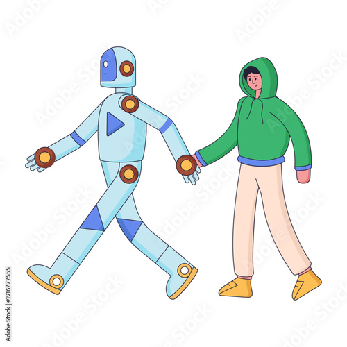 A flat style illustration showing cyber companion