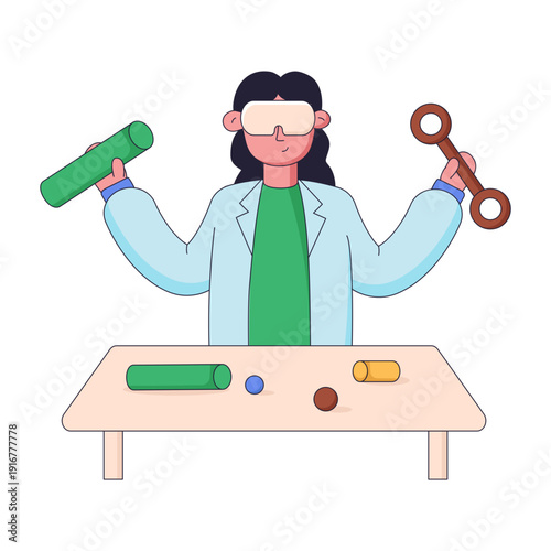 Flat style illustration depicting lab work