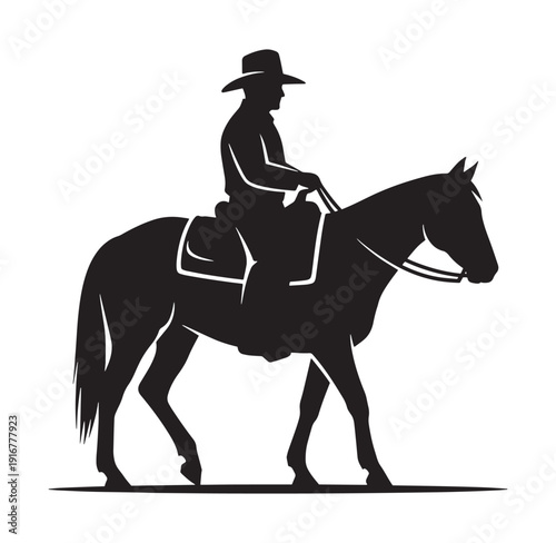 Man riding horse silhouette cowboy hat rider equestrian