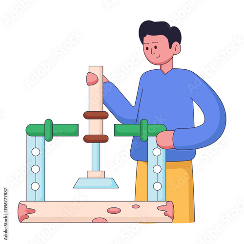 Flat illustration depicting mechanical test