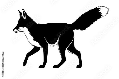 Red Fox Silhouette Vector Icon for Clever Business Branding and Wilderness Nature Adventure Illustration