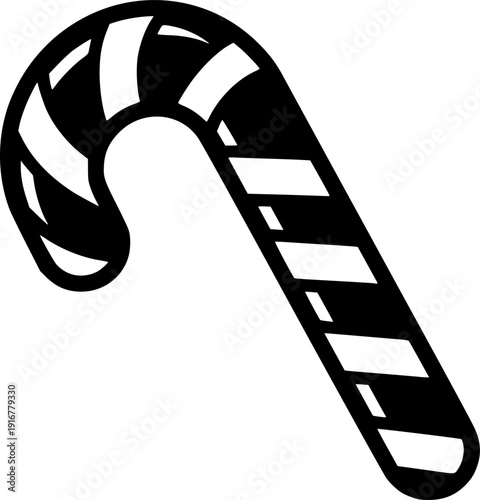 candy cane silhouette line art vector illustration with a white background
