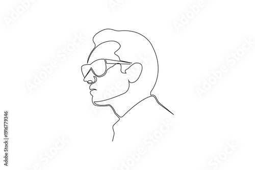 A simple line drawing of a man's head in profile