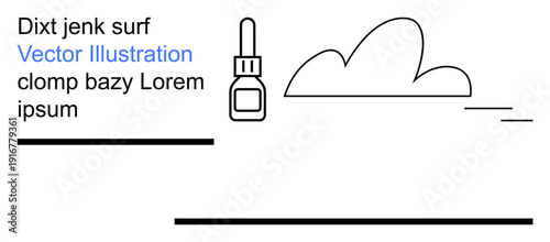 Digital art, branding, web design, minimalism, graphic layout, educational visuals. Abstract cloud and bottle shape with placeholders for text. Digital art and branding concepts