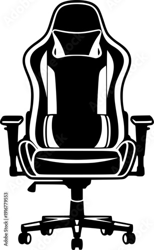 gaming chair silhouette line art vector illustration with a white background
