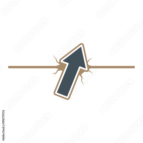 Black Arrow Breaking Through Brown Line.