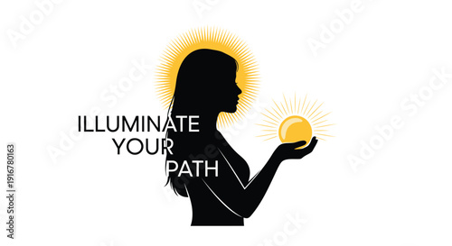 Inspirational motivational woman holding glowing lightbulb isolated on transparent background vector