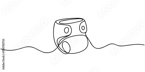 One Continuous Line Drawing of Diaper Icon. Single Line Vector Illustration, continuous line drawing. Line art, drawing baby diapers, continuous line drawing. Line art, drawing baby diapers.