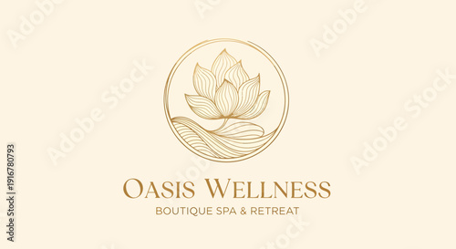 Elegant Lotus Flower Logo for Oasis Wellness Boutique Spa and Retreat.