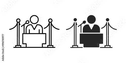 Mayor Icon Set, Black Vector Icons Isolated on White Background