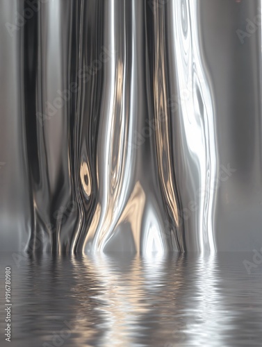 Silver curtain is reflected in the water