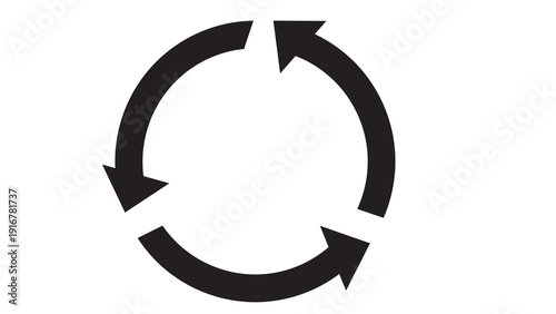 Canvas Print Three black arrows forming a continuous rotation or cycle