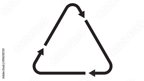 Photos Bold black triangular recycling symbol with rounded corners and arrows