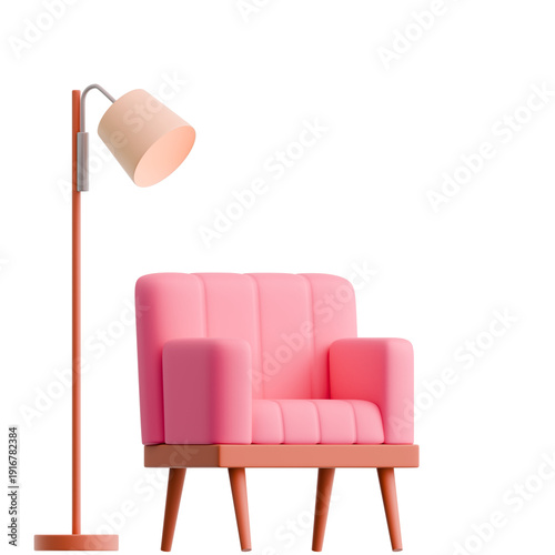 3D Illustration of Home Chair Icon