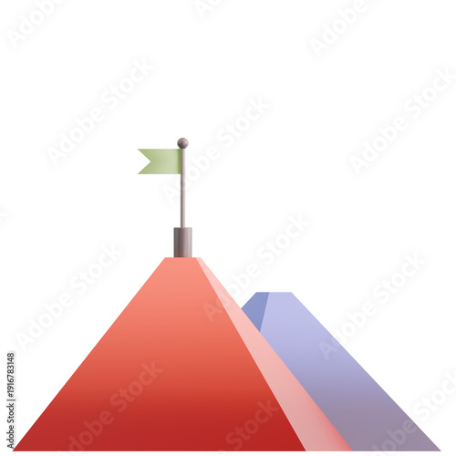 3D Illustration of Mountain Success Icon