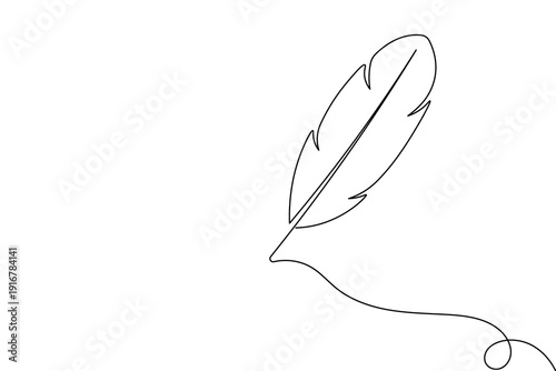 Minimalist bird feather continuous one line drawing . Elegant and simple vector illustration perfect for modern branding, logos, and wall art.