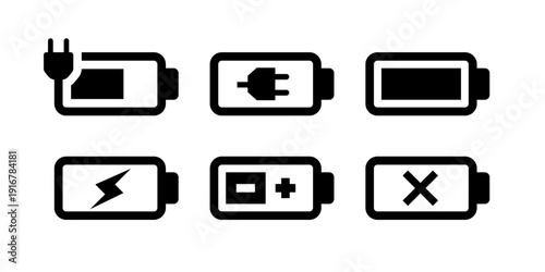 A set of black and white icons of various devices Free Vector