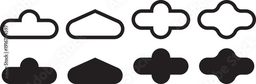 Euro hook hang holes icon. Retail packaging slot symbols. Sombrero hang hole graphic design. Euro hook hang holes for pack hanger cutout templates. Euro hook hang holes for pack hanger template