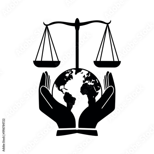Global Justice and Environmental Responsibility Icon. Global Justice Vector Logo. Global Justice icon silhouette vector