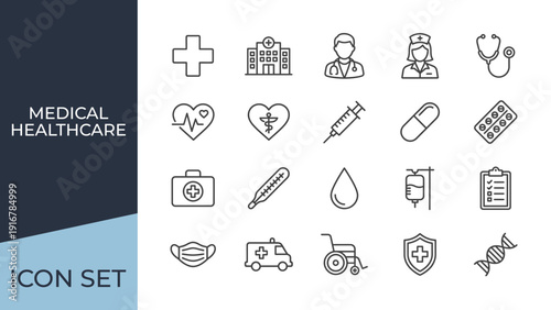 Medical Healthcare and Clinic Line Icon Set