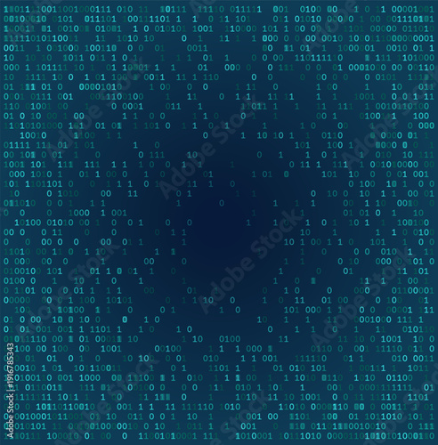 Binary Vignette - Abstract Digital Frame with Central Data Void in Deep Cyan and Teals