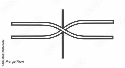 Abstract visual representation of intersecting pathways and their merging, illustrating a point of convergence and subsequent divergence in a conceptual flow diagram