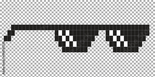Black pixel glasses. Like a boss meme. Mafia gangster funky logo. Vector illustration graphic design.EPS10