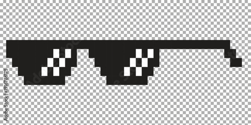 Black pixel glasses. Like a boss meme. Mafia gangster funky logo. Vector illustration graphic design.EPS10